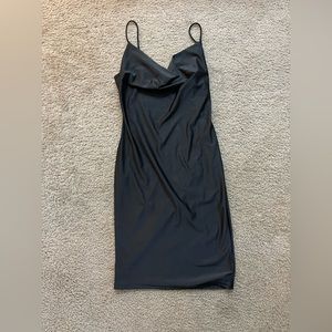 Black silk like dress, size is extra large, but run super small.